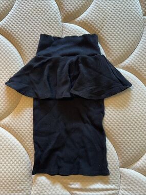 Betsey Johnson Black Ribbed Peplum Pencil Skirt